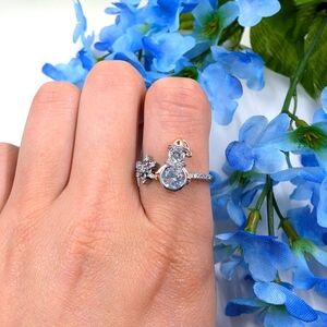 Cute Snowman and Snowflake Dual Tone Silver and Gold Plated Ring Size 10